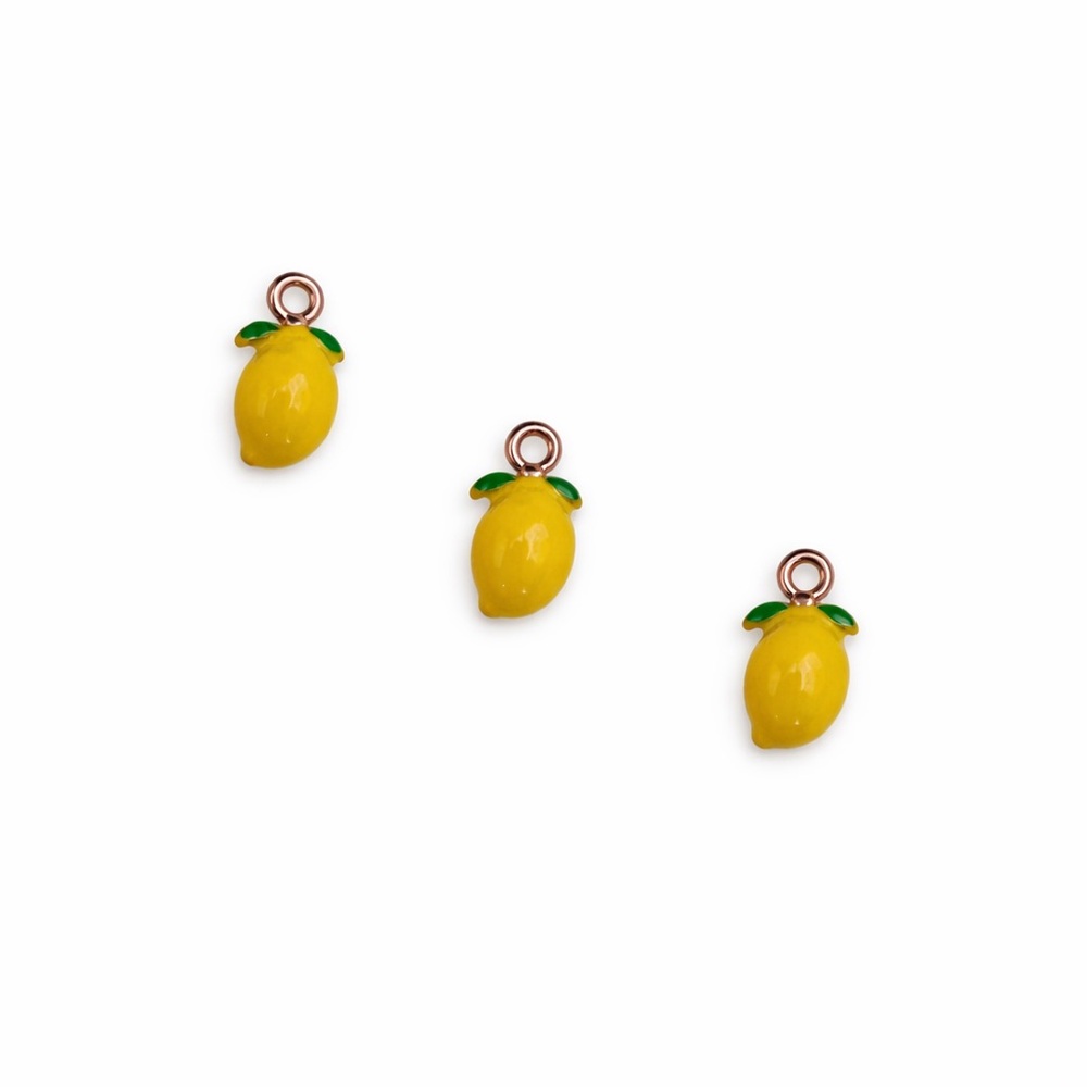 Lemon Enamel Charm | Gold | Stainless Steel